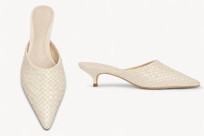 ÉZE — Mule “Soline Ivory Heel” Luz contenida. Elegancia esencial