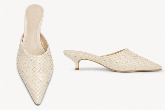 ÉZE — Mule “Soline Ivory Heel” Luz contenida. Elegancia esencial