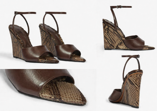 ÉZE — Sandalia “Véra Python Wedge” Altura escultórica. Elegancia natural.